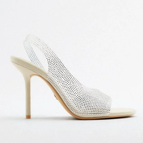 BLOGGER'S FAVE! Zara Rhinestone Heeled Sandals NWT - Picture 8 of 11